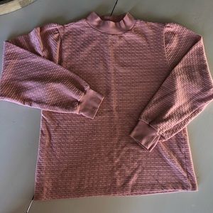 JCREW Pointelle Mock-Neck Puffed Sleeve Top